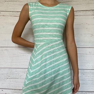 asymmetrical light blue and white striped dress!